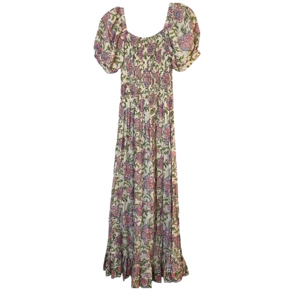 Mary Marshmallow Poppy Dress Floral Boho Cottage Smocked Bodice